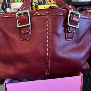 Coach Burgundy Leather Shoulder Bag